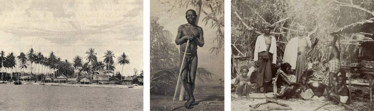 Bokpyim 1907, Andaman Islander 1892 and village Selon a I'Isle St Luke