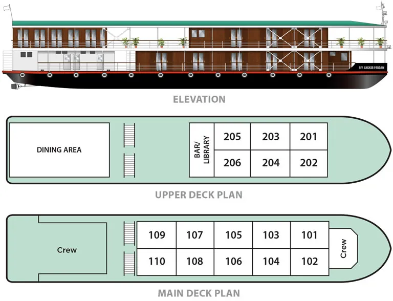 RV Angkor Pandaw Deck Plan